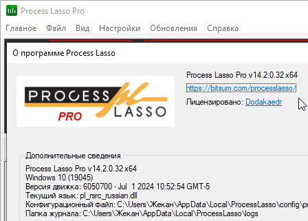 Process Lasso Pro 14.2.0.32 + активация