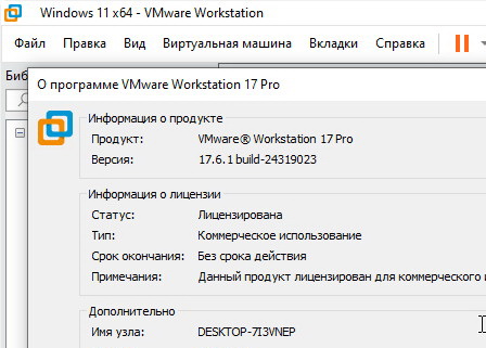 VMware Workstation 17 Pro 17.6.1 + ключ (на русском)