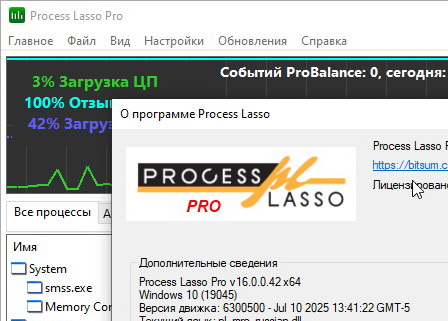 Process Lasso Pro 16.0.0.42 + активация