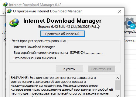 Internet Download Manager 6.42.42 и серийный номер