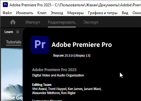 Adobe Premiere Pro 2025 25.5.0 - крякнутый (на пк)