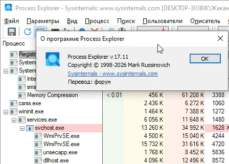 Process Explorer 17.11 - для Windows (на русском)